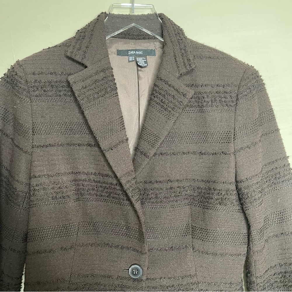 Zara basic brown blazer one button - Picture 3 of 8